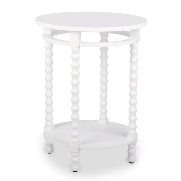 Round Farrah White Spindle Side Table