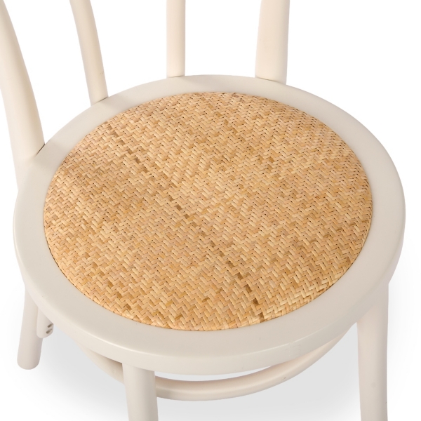 White Wood and Rattan Bistro Chair