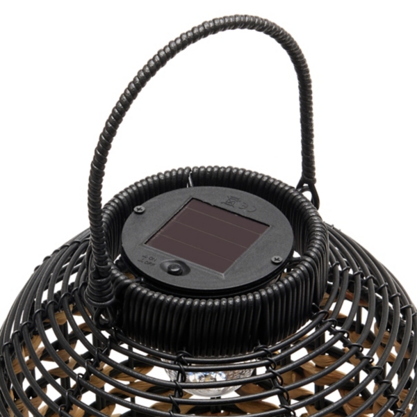 Natural Woven Black Solar Lantern
