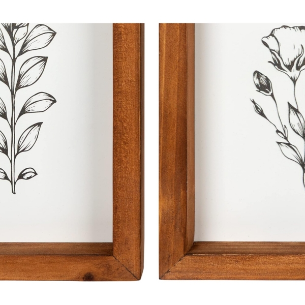 Farmhouse Wildflower Stems Framed Art, Set of 2