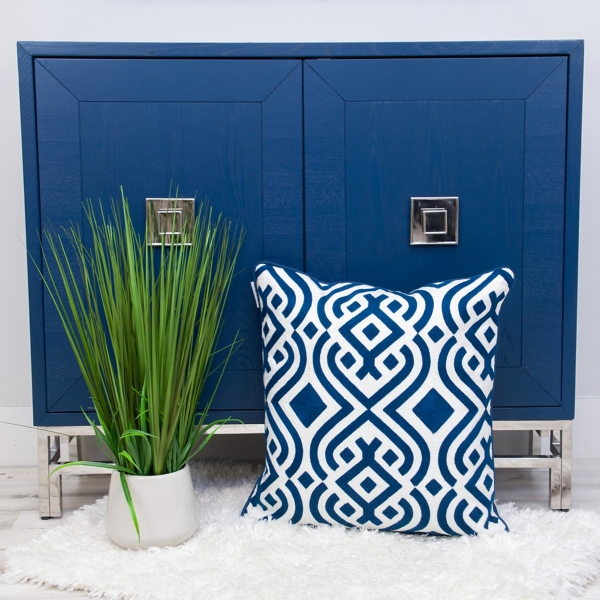 and White Transitional Embroidered Pillow