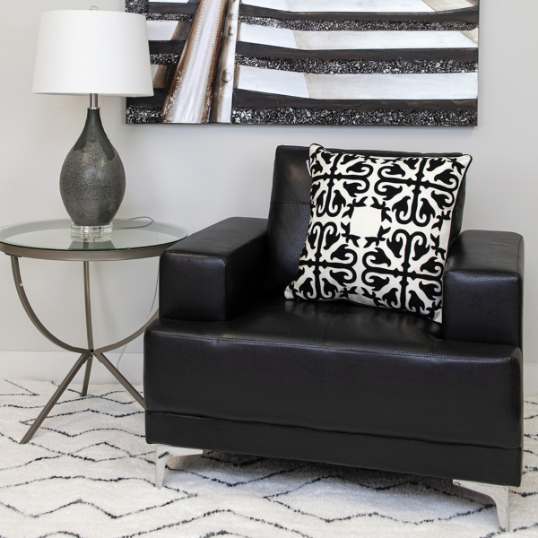 Black Embroidered Motif Transitional Pillow