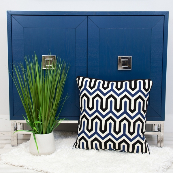 Blue Waves Embroidered Pillow