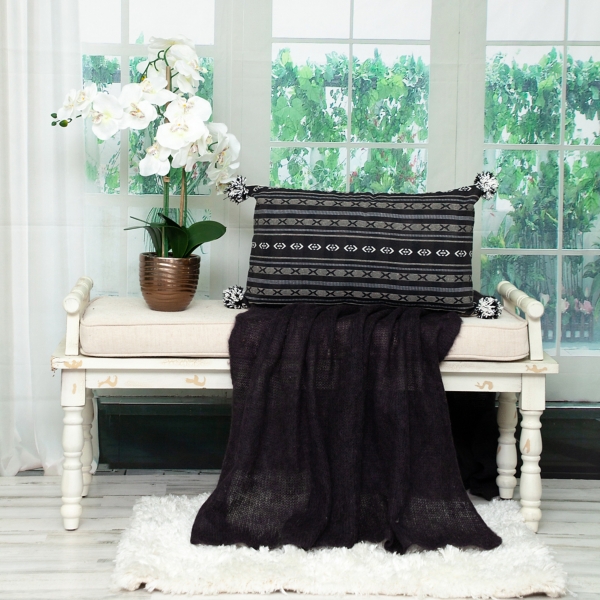 Raven Transitional Black Lumbar Pillow