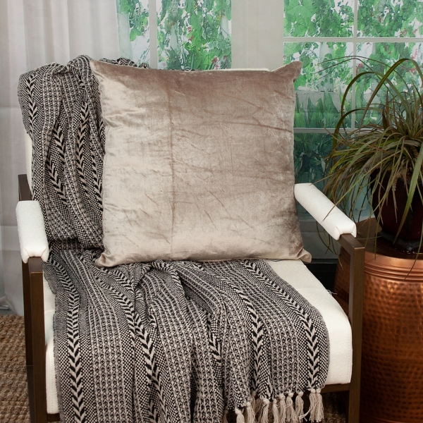 Druzy Taupe Velvet Pillow, 20 in.