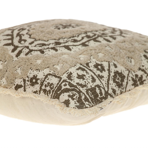 Brown and Beige Embroidered Pillow