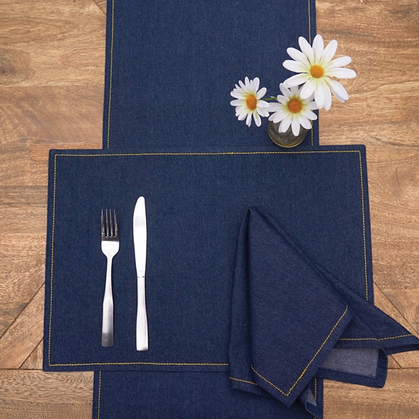 Blue Denim Cotton Placemats, Set of 6