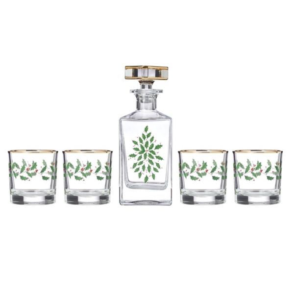 Lenox Holly 5-pc. Decanter & Whiskey Glass Set