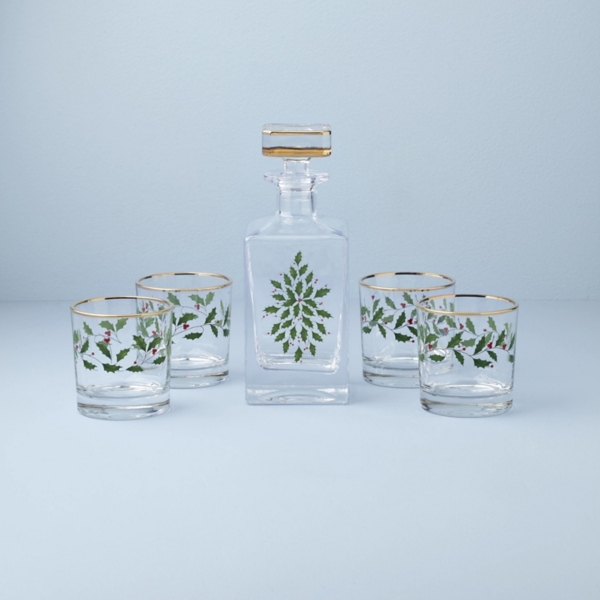 Lenox Holly 5-pc. Decanter & Whiskey Glass Set
