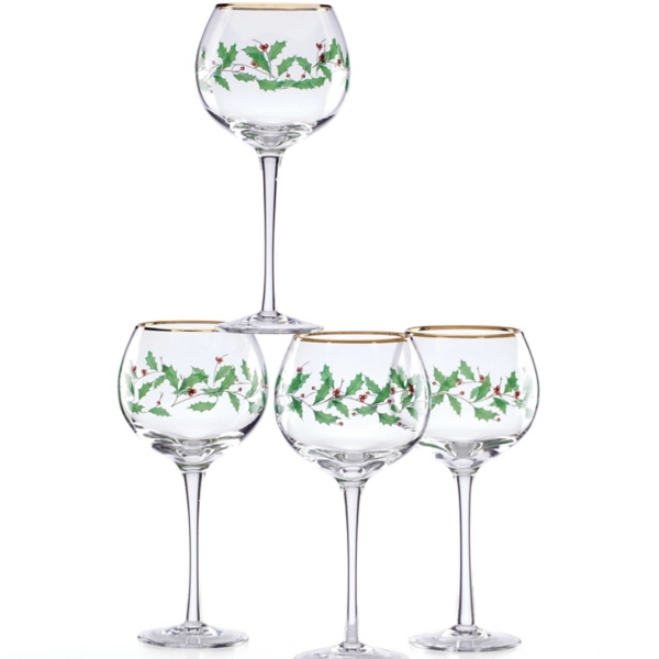 Lenox Holly 4-pc. Balloon Wine Glass Set