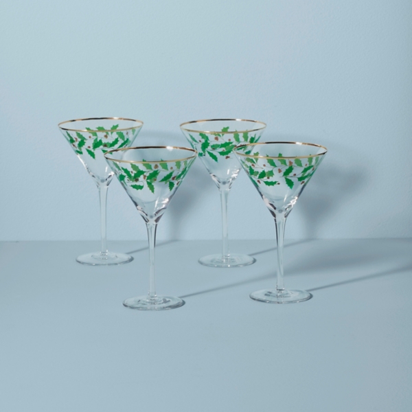 Lenox Holly 4-pc. Martini Glass Set