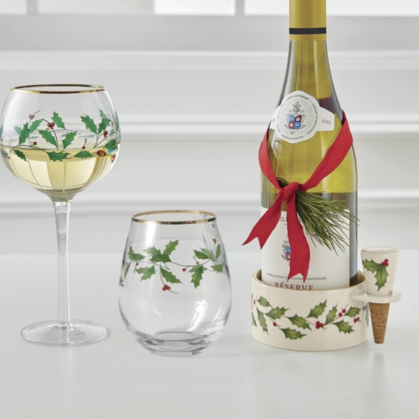 Lenox Holly 4-pc. Stemless Wine Glass Set