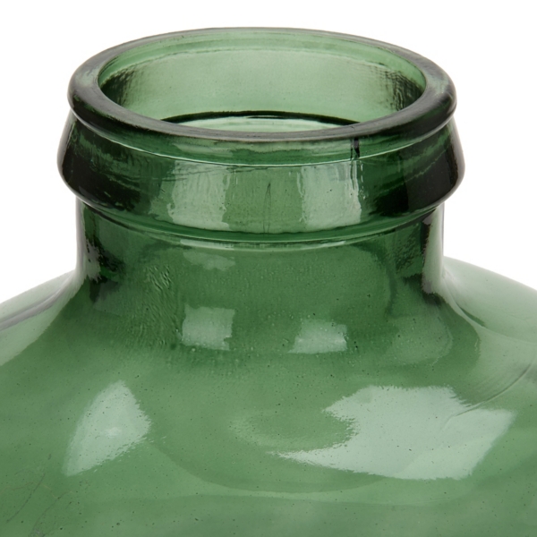 Round Green Glass Bottle Vase