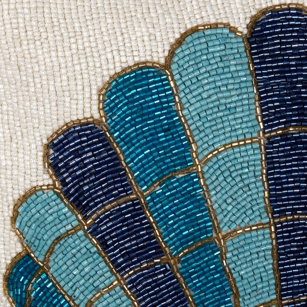 Blue Beaded Seashell Pillow