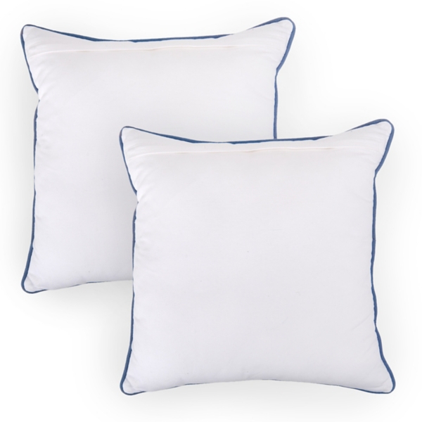 Blue Printed Seashells Pillows, Set of 2