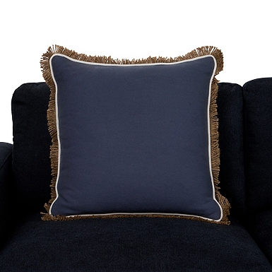 Denim Satin Stitch Trim Pillow