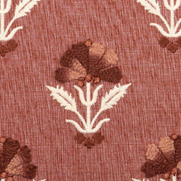 Rust Farah Embroidered Floral Pillow