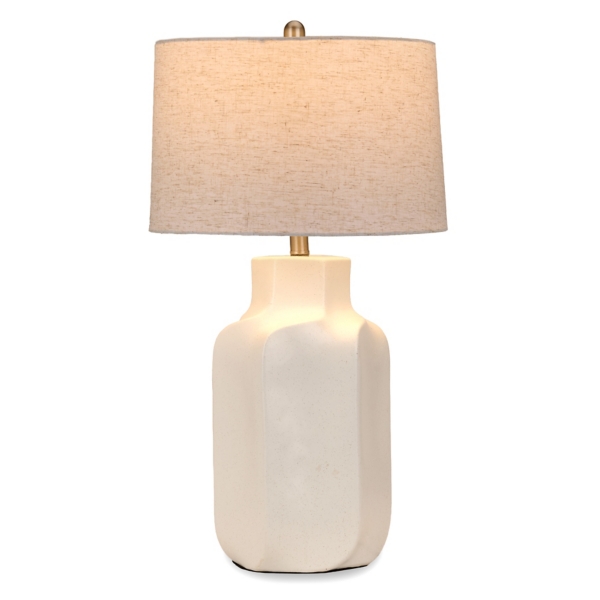 White Sculpted Ceramic Table Lamp