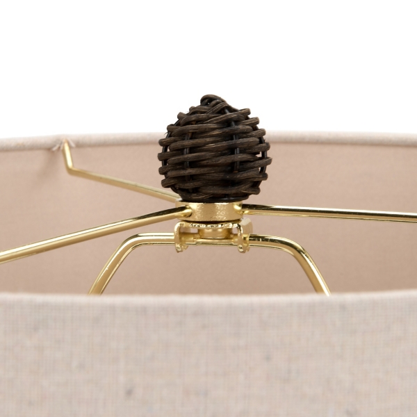 Round Black Rattan Base Table Lamp