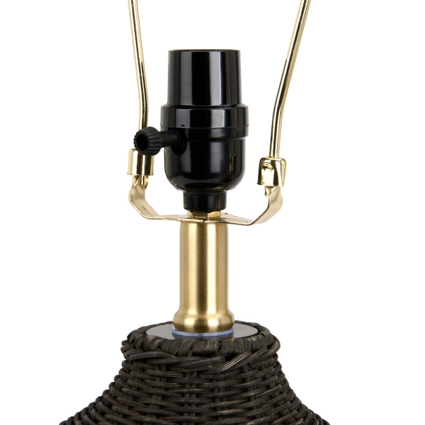 Round Black Rattan Base Table Lamp