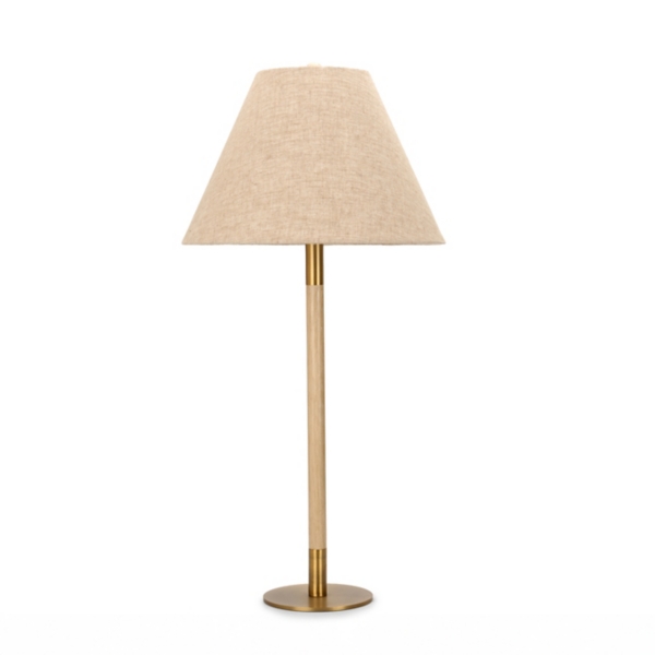 Gold and Tan Metal Pole Buffet Lamp