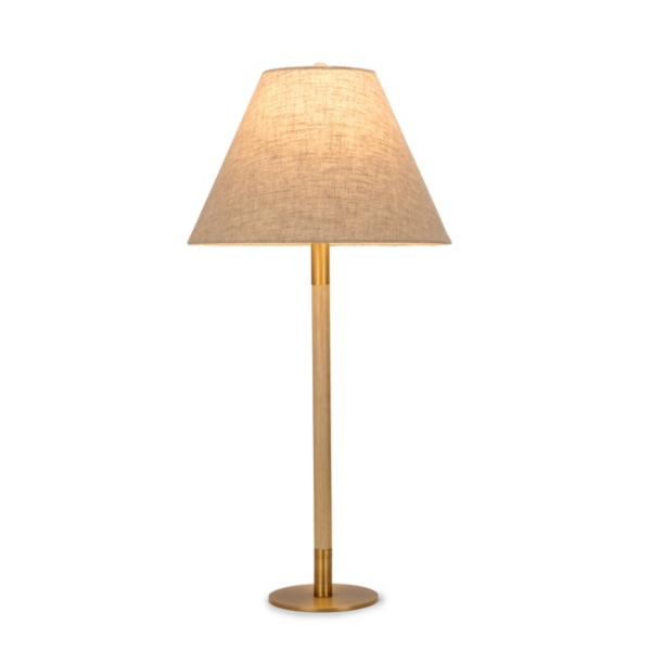 Gold and Tan Metal Pole Buffet Lamp