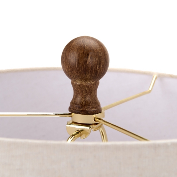 Brown Wood Finish Ribbed Table Lamp