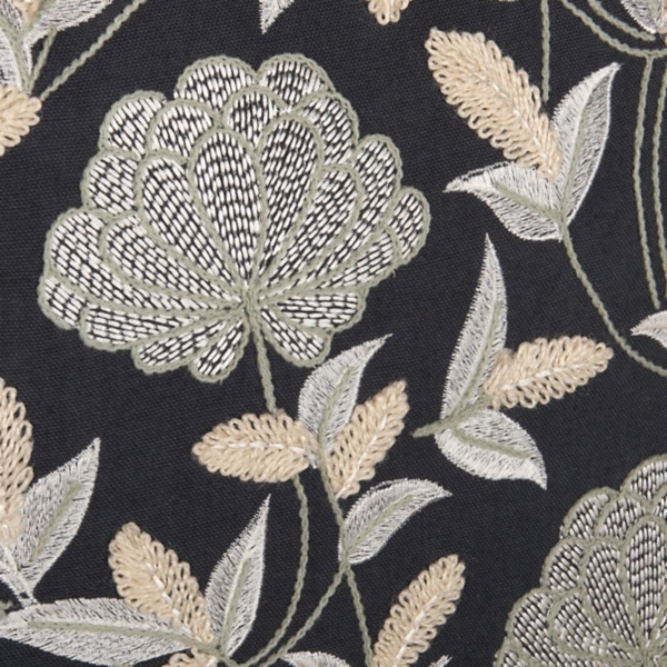 Midnight Blue Embroidered Floral Pillow