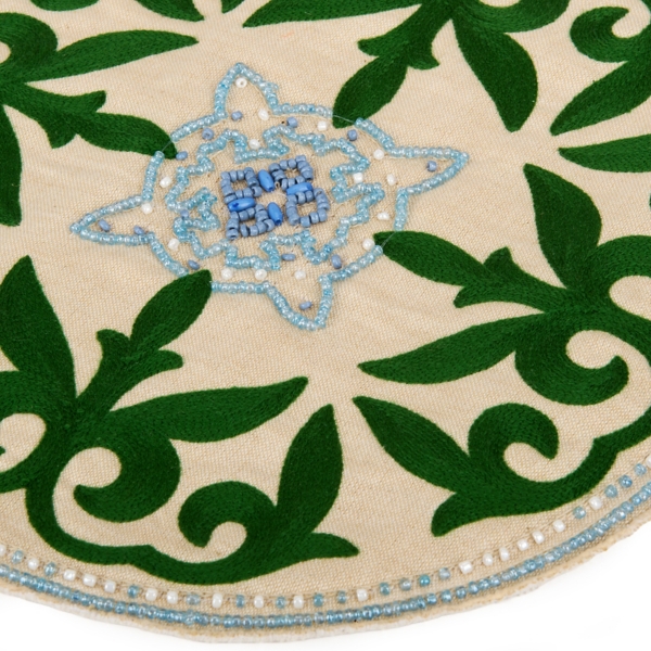 Green Medallion Beaded Table Runner
