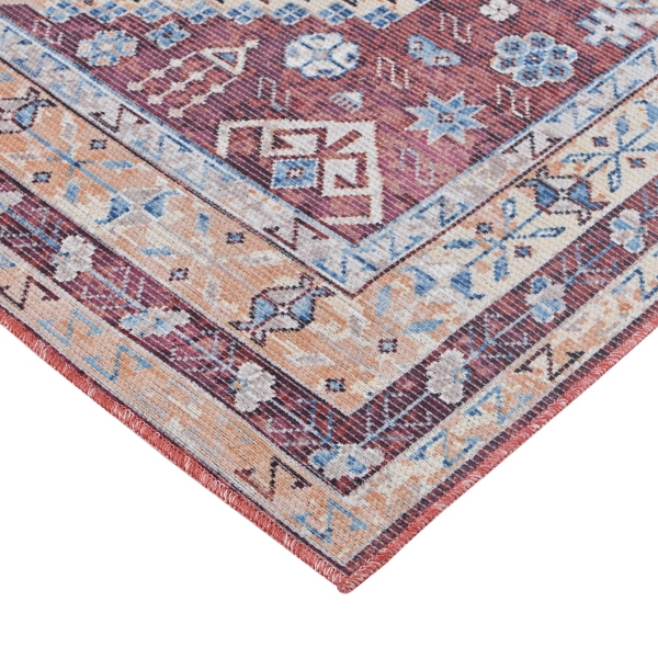Maroon Alaska Medallion Washable Area Rug