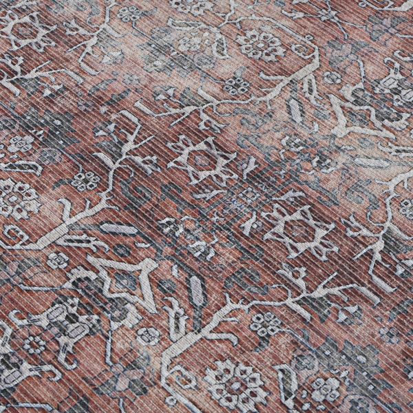 Red & Gray Alaska Floral Washable Area Rug, 9x11