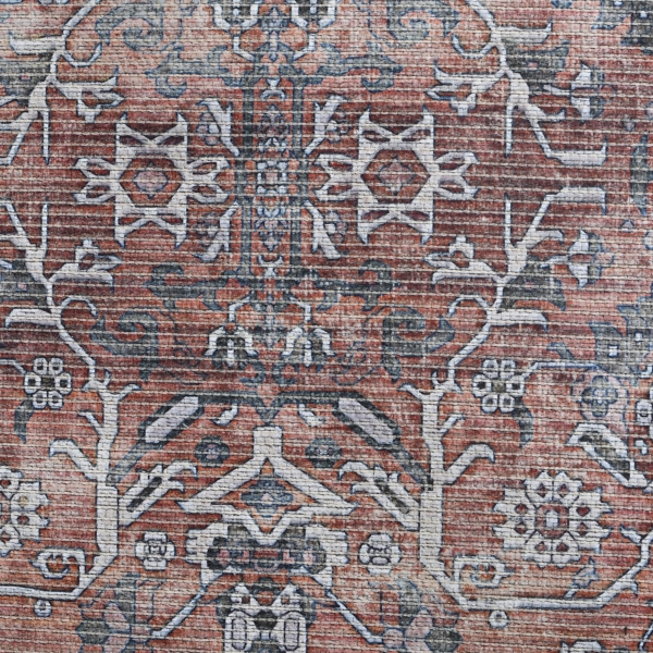 Red & Gray Alaska Floral Washable Area Rug, 9x11