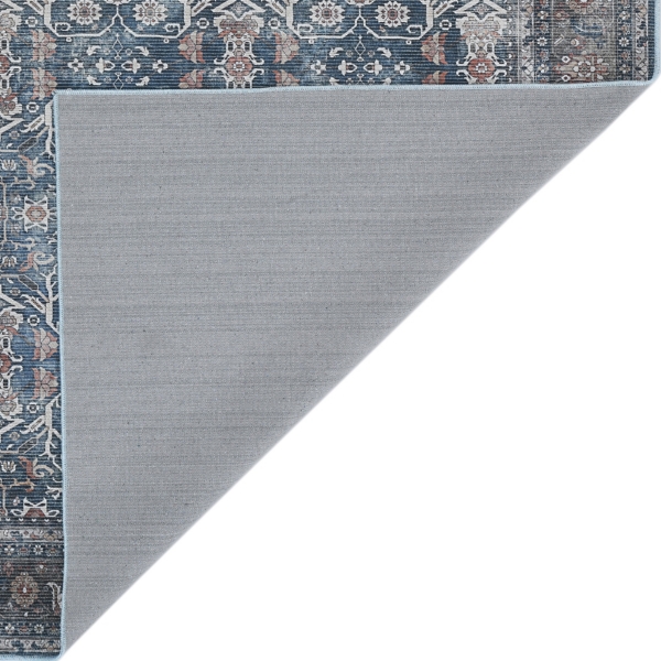 Blue Alaska Floral Washable Area Rug