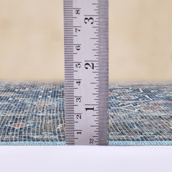 Blue Alaska Floral Washable Area Rug, 9x11