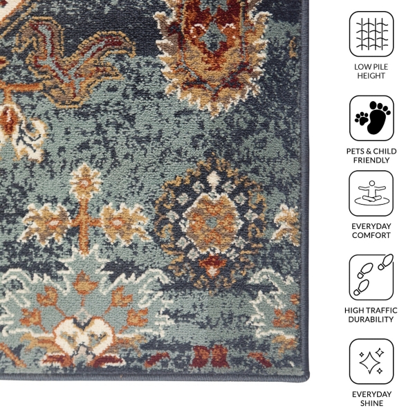 Teal Allure Classic Floral Area Rug