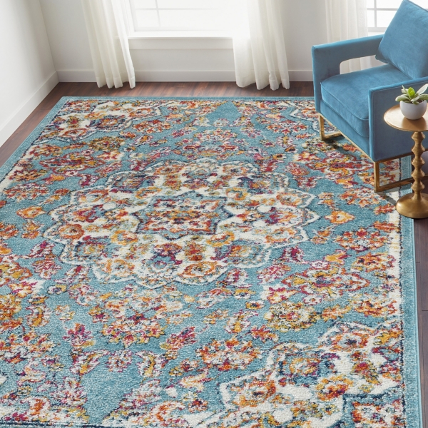 Sea Blue Alexandria Medallion Area Rug, 2x3