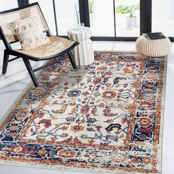 Ivory Alexandria Farmhouse Floral Area Rug