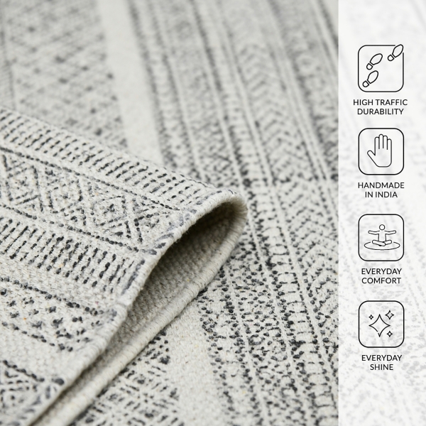 Charcoal Dune Geometric Flat Weave Area Rug