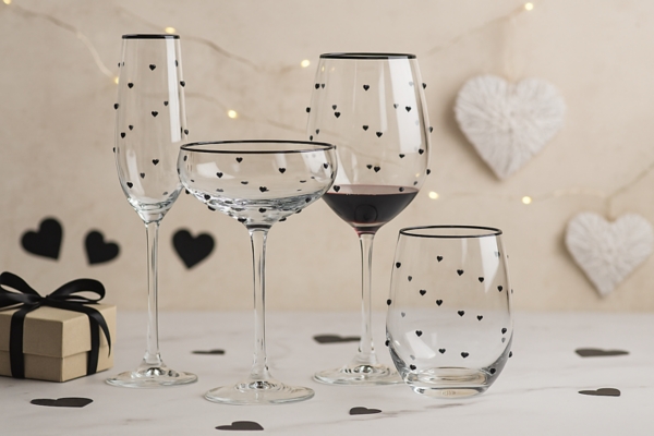 Charming Heart Champagne Flutes, Set of 4