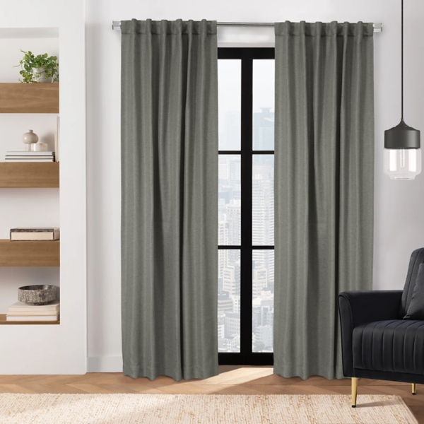 Galati Charcoal Dual Header Curtain Panel