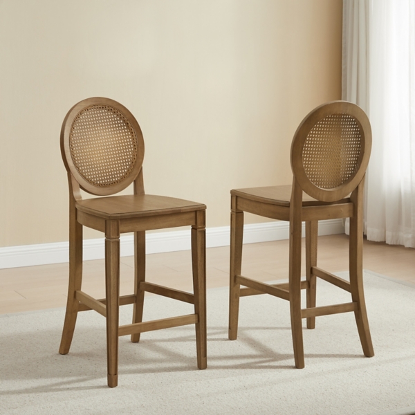 Driftwood Cane Katia Counter Stools, Set of 2