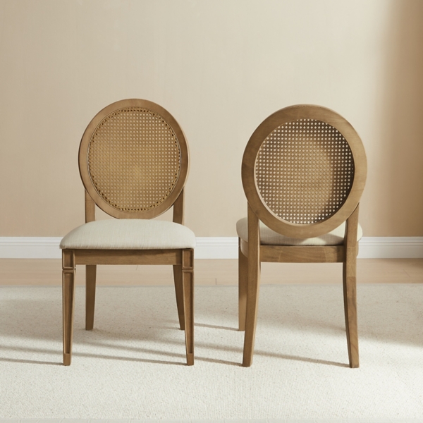 Cane Upholstered Katia Dining Chairs, Set of 2