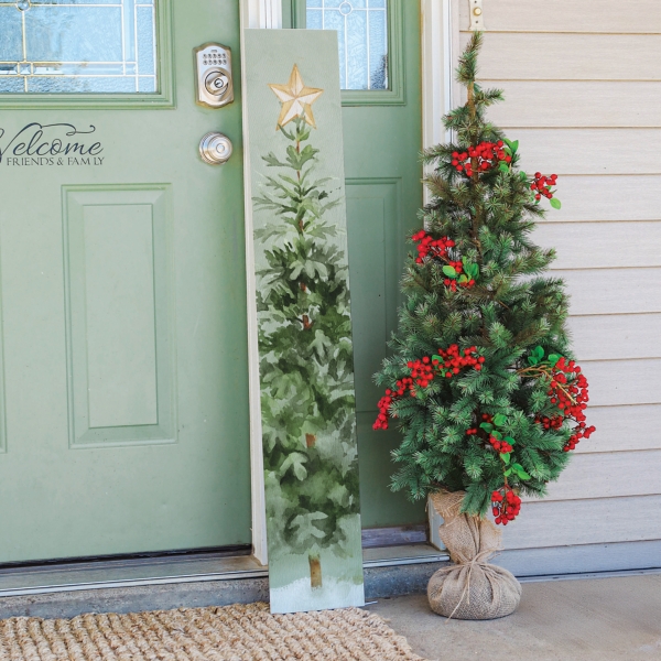 Evergreen Tree with Star Porch Board