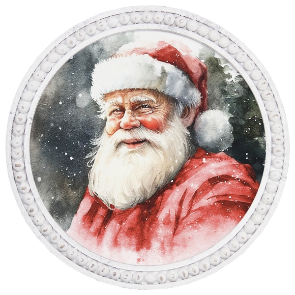 Watercolor Santa Beaded Framed Art Print