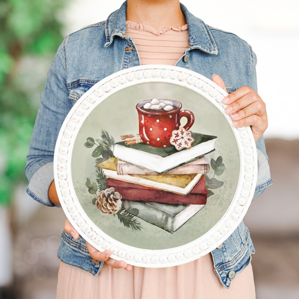 Christmas Book Mug Beaded Framed Art Print