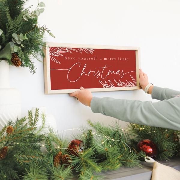 Red Merry Little Christmas Framed Art Print