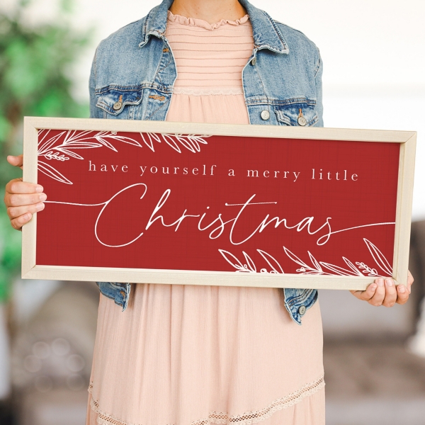 Red Merry Little Christmas Framed Art Print