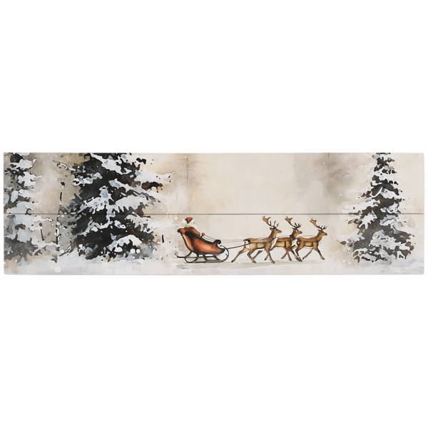 Santa Sleigh Wood Art Print