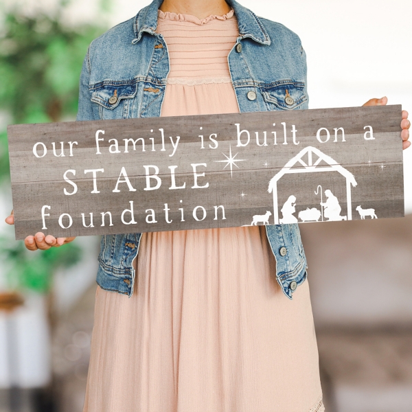 Stable Nativity Christmas Wood Art Print