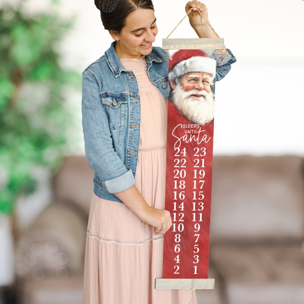 Sleeps Until Santa Countdown Canvas Wall Hanging